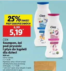 Lidl Cien Szampon, żel pod prysznic i płyn do kąpieli dla dzieci oferta
