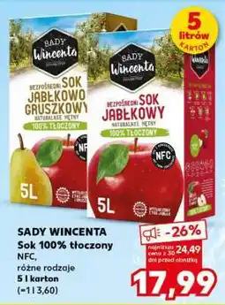 Kaufland SADY WINCENTA Sok 100% tłoczony oferta