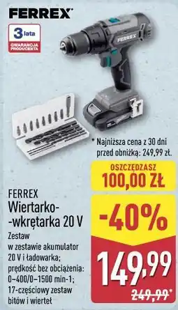 ALDI Wiertarko-wkrętarka 20 V Ferrex oferta