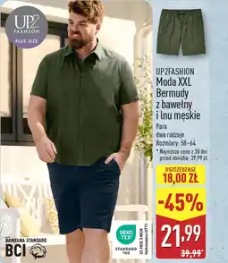ALDI UP2FASHION Moda XXL Bermudy z bawełny i lnu męskie oferta