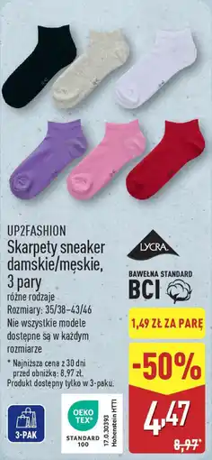 ALDI UP2FASHION Skarpety sneaker damskie/męskie oferta