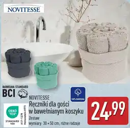 ALDI NOVITESSE Ręczniki dla gości w bawełnianym koszyku oferta
