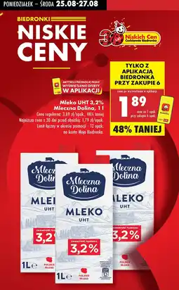 Biedronka Mleko UHT Mleczna Dolina 3,2% oferta