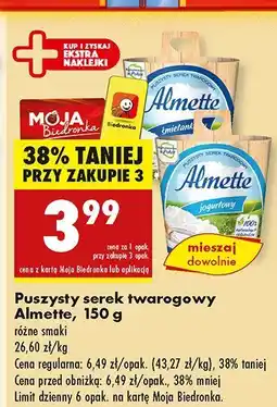 Biedronka Serek twarogowy Almette różne smaki oferta