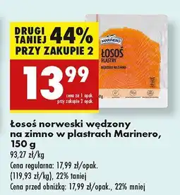 Biedronka Łosoś norweski wędzony na zimno w plastrach Marinero oferta