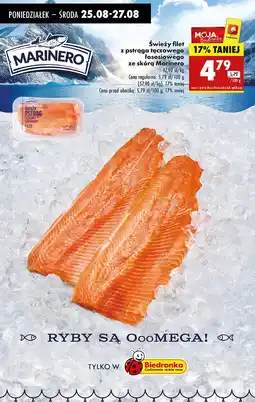 Biedronka Świeży filet z pstrąga tęczowego łososiowego ze skórą Marinero oferta