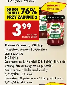 Biedronka Dżem Łowicz truskawkowy, wiśniowy, brzoskwiniowy, czarna porzeczka oferta