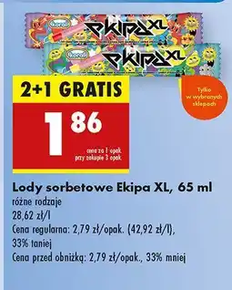 Biedronka Lody sorbetowe Ekipa XL oferta