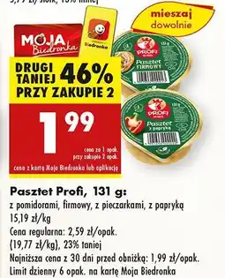 Biedronka Pasztet z pomidorami/firmowy/z pieczarkami/z papryką Profi oferta