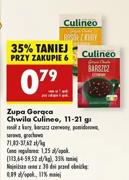 Biedronka Zupa Gorąca Chwila Culineo rosół z kury, barszcz czerwony, pomidorowa, serowa, grochowa oferta