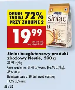Biedronka Kaszka mleczno-ryżowa Sinlac bezglutenowy produkt zbożowy Nestlé oferta