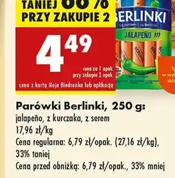 Biedronka Parówki Berlinki jalapeño oferta