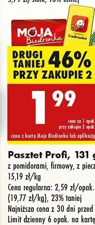 Biedronka Pasztet z pomidorami, z pieczarkami Profi oferta