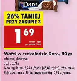 Biedronka Wafel w czekoladzie mlecznej Dare oferta