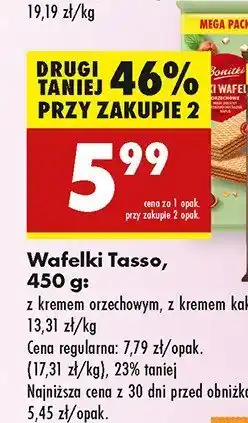 Biedronka Wafelki Tasso z kremem orzechowym oferta