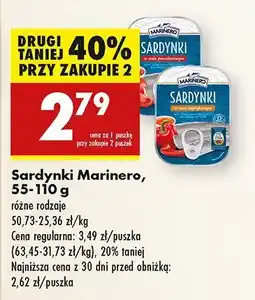 Biedronka Sardynki Marinero, różne rodzaje oferta