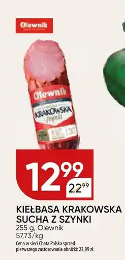 Chata Polska Kiełbasa krakowska sucha z szynki Olewnik oferta