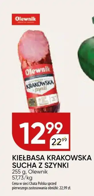 Chata Polska Kiełbasa krakowska sucha z szynki Olewnik oferta