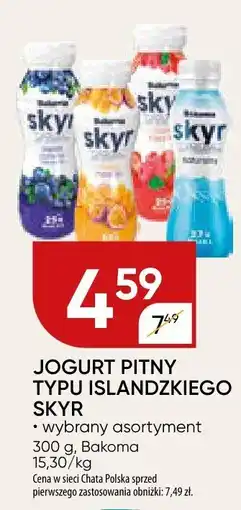 Chata Polska Jogurt pitny typu islandzkiego Skyr wybrany asortyment Bakoma oferta