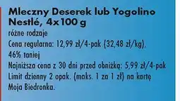 Biedronka Jogurt dla dzieci Mleczny Deserek 4-pak Nestlé oferta
