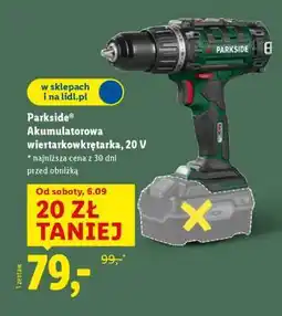 Lidl Parkside Akumulatorowa wiertarkowkrętarka 20 V oferta