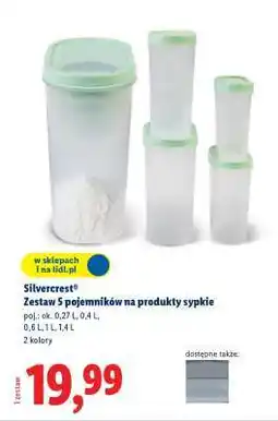Lidl Silvercrest Zestaw 5 pojemników na produkty sypkie oferta