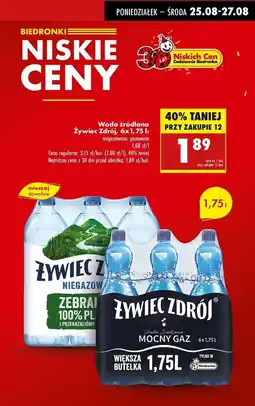 Biedronka Woda mocny gaz Żywiec Zdrój oferta