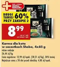 Biedronka Karma dla kota wybór smaków w sosie Sheba Kitten oferta