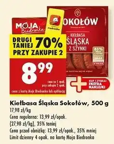 Biedronka Kiełbasa śląska z szynki Sokołów oferta