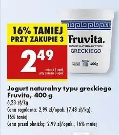 Biedronka Jogurt naturalny grecki Fruvita oferta