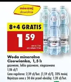 Biedronka Woda lekko gazowana Cisowianka oferta