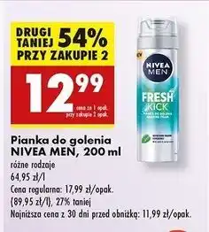 Biedronka Pianka do golenia Nivea Men Fresh Kick oferta