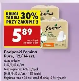 Biedronka Podpaski normal Femina Pure oferta