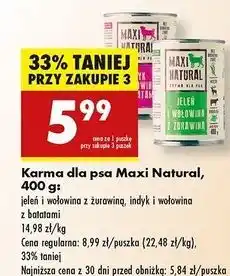 Biedronka Karma dla psa indyk i wołowina z batatami Maxi Natural oferta