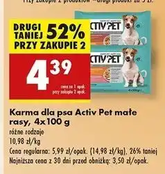 Biedronka Karma dla psa indyk w sosie + kurczak Activ Pet Junior oferta