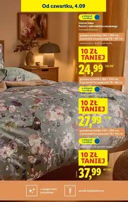 Lidl Komplet pościeli dwustronnej z mikrowłókna satynowego 220 x 200 + 2 70 80 cm Livarno Home oferta