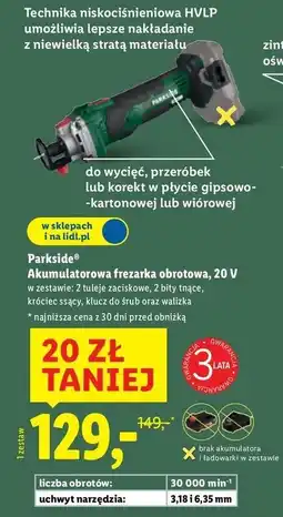 Lidl Frezarka akumulatorowa 20v Parkside oferta