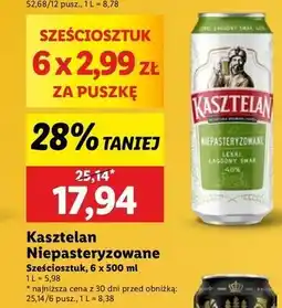 Lidl Piwo Kasztelan Niepasteryzowane oferta