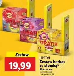 Lidl Zestaw herbat: herbata yellow label + mango czarna porzeczka słomka Lipton Herbat oferta