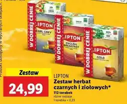Lidl Zestaw herbat: gold 92 szt + mięta z eukaliptusem 20 Lipton Herbat oferta