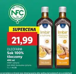 Lidl Sok imbirowy z kurkumą i cytryną Oleofarm oferta
