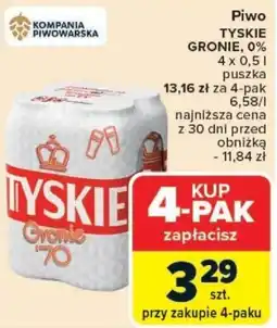 Carrefour Piwo TYSKIE GRONIE, 0% oferta