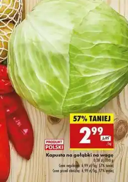 Biedronka Kapusta na gołąbki na wagę oferta
