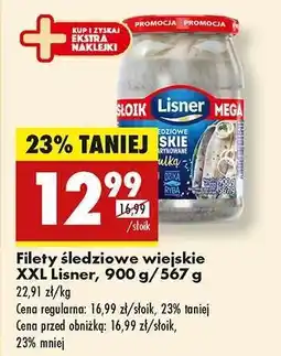 Biedronka Filety śledziowe wiejskie XXL Lisner 900 g / 567 g oferta