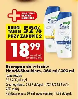 Biedronka Szampon do włosów Head Shoulders 360 ml 400 ml oferta