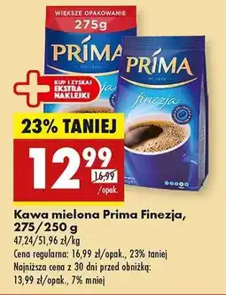 Biedronka Kawa mielona Prima Finezja, 275/250 g oferta