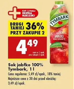 Biedronka Sok jabłko 100% Tymbark, 1 l oferta