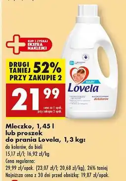 Biedronka Mleczko, 1,45 l lub proszek do prania Lovela, 1,3 kg oferta