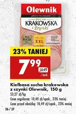 Biedronka Kiełbasa sucha krakowska z szynki Olewnik 150 g oferta