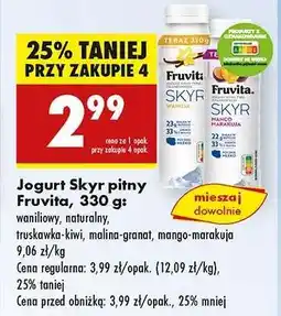Biedronka Jogurt Skyr pitny Fruvita, 330 g oferta